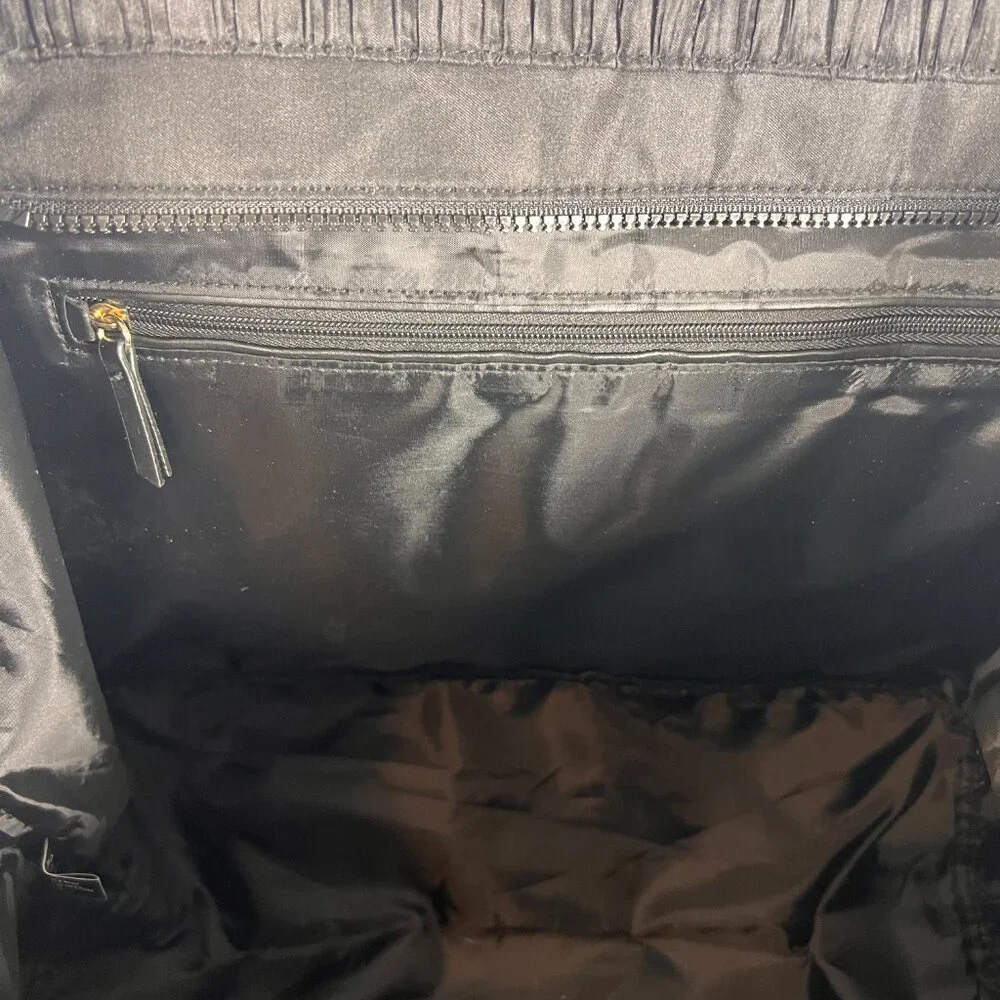 Victoria's Secret Womens Tote Bag Crinkle Nylon‎ Black Travel Vacation Weekend